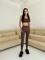 Лосіни для жінок спортивні лосіни в спортзал еластичні безшовні коричневі Shoper