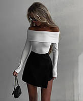 Женская юбка шорты на высокой посадке, 42-44, 44-46, черный, белый, шоколад,беж, костюмка.