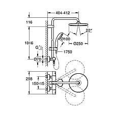 Душова система термостатична Grohe QuickFix Vitalio Start System 250 266772430, фото 3
