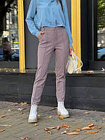 Красивые тёплые женские брюки кашемир елочка капучино-RudSale