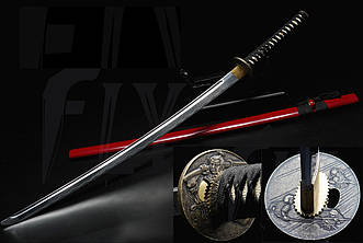 Самурайський меч Катана Йоші 3 з яскравою оправою та підставкою в комплекті, солідний подарунок чоловікові