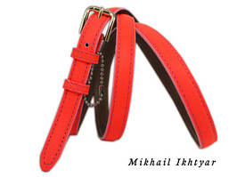 Жіночий шкіряний тонкий пояс 3887 яскраво-жовтогарячий 106х1,5 см (mrk)