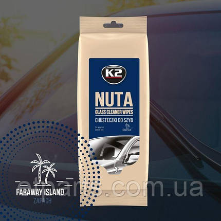 Серветки вологі K2 Nuta Wipes для очищення скла та скляних поверхонь 24 шт, фото 1