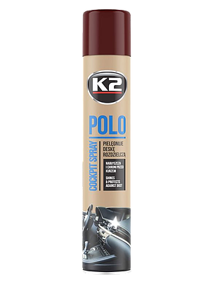 Поліроль для пластику прозорий аерозоль K2 POLO COCKPIT SPRAY 750 ML COLA, фото 1