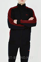 M,L,XL,2XL. Зручний та практичний чоловічий спортивний костюм ST-BRAND / Трикотаж двунитка - чорний з бордовим, фото 3