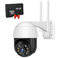 Уличная камера наблюдения с датчиком движения PTZ ICSEE + Подарок Карта памяти 64гб / Видеонаблюдение для дома