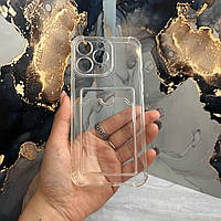 Чехол прозрачный на Apple iPhone 14 Pro Max с кармашком накладка на айфон 14 про макс прозрачная