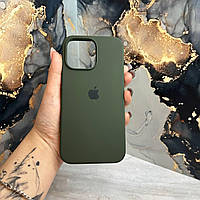 Чехол зеленый с микрофиброй для iPhone 14 Pro Max накладка зеленая для айфона 14 про макс с защитой камеры