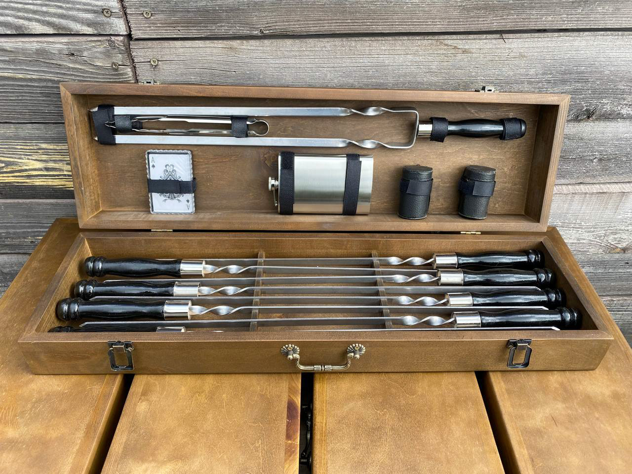 Подарунковий Набір шампурів Козак ручної роботи, фото 1