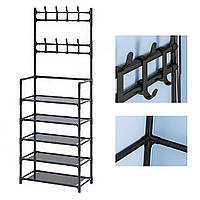 Вешалка для одежды Simple Floor Clothes Rack Напольная стойка-вешалка для одежды и обуви 172х60х26 см Черная