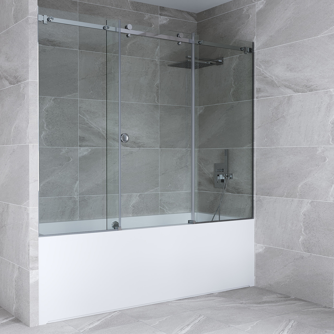 Перегородка для ванної розсувна з двома глухими частинами, фото 1