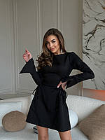 Шикарное мини платье с завязками по бокам черный-RudSale
