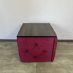 Пуф-трансформер 5в1 зі столиком каретна стяжка Білий каркас вибір Риголіто темний (1), Червона тканина (4)
