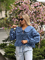 Жіноча блуза сорочка (котон): 42-46 білий , чорний , блакитний , джинс