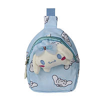 Детская сумка TD-34 Kuromi с аниме через плечо на одно отделение с ремешком Blue ha