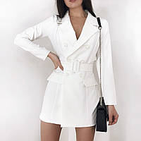 Платье-пиджак мини креп-костюмка белый-RudSale