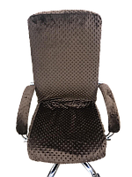 Чехол (плюш) на компьютерное кресло директора с прорезами для подлокотников + чехлы на подлокотники Коричневый