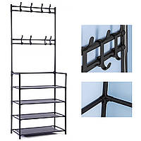 Вешалка для одежды Simple Floor Clothes Rack Напольная стойка-вешалка для одежды и обуви 152х60х26 см Черная