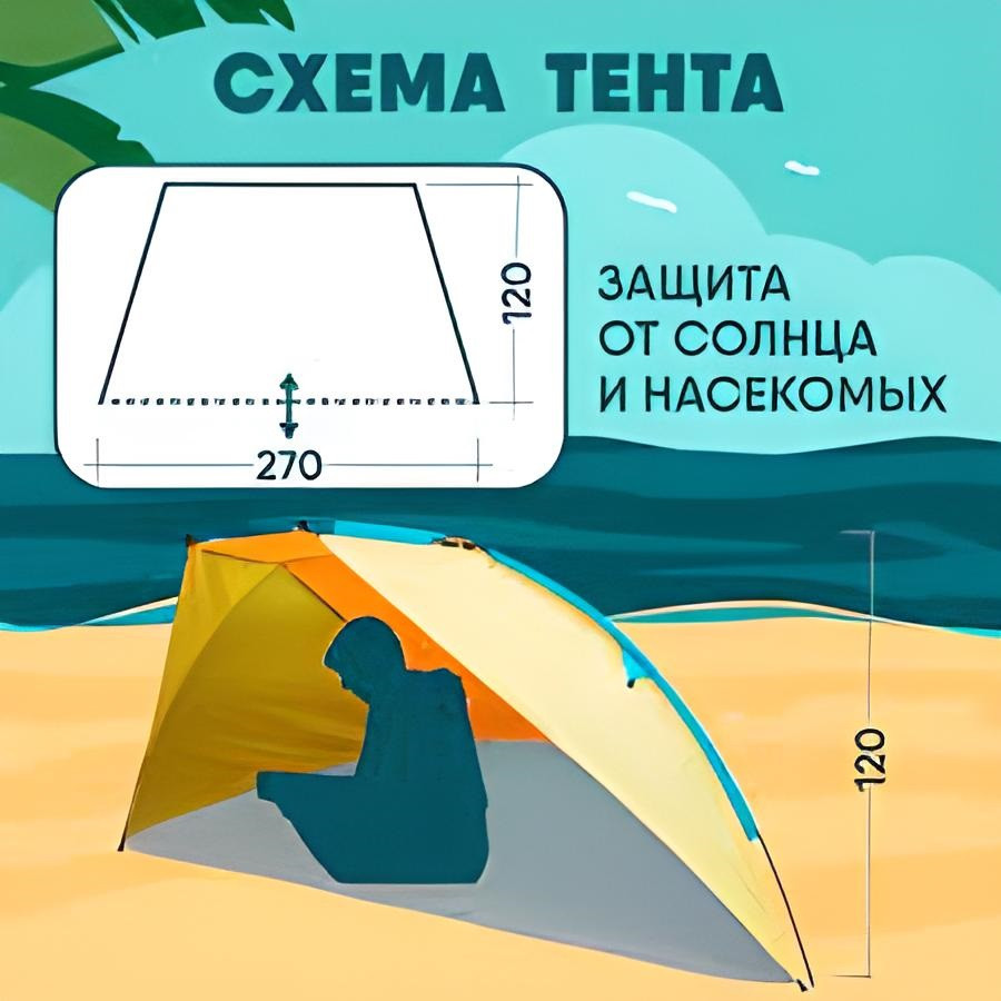 Пляжная палатка "Ракушка" Melad: яркая защита от солнца на пляже! - фото 10 - id-p2191178721