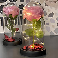 Магия Света в Вашем Доме: Маленькая Розовая Роза в колбе с LED, №A54 - Создайте уют и атмосферу с помощью