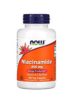 NOW Foods, никотинамид, niacinamide 500 мг, 100 вегетарианских капсул