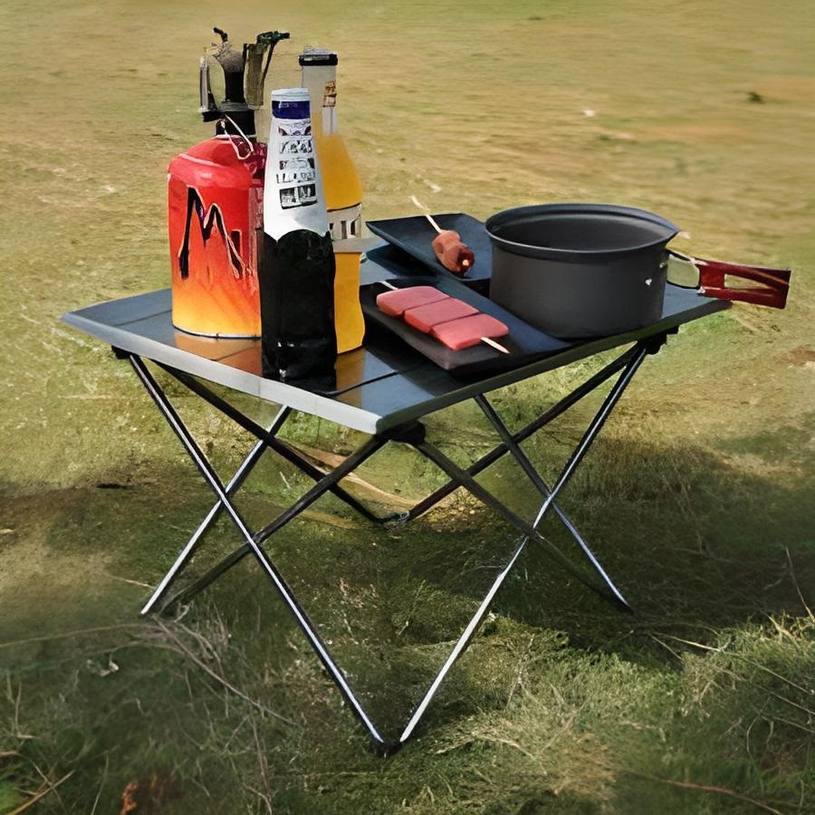 "Fold-n-Go Camping Table: складной туристический стол в чехле, размером 95x57x50, черный" - фото 2 - id-p2191178897