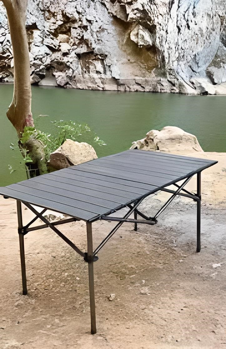 "Fold-n-Go Camping Table: складной туристический стол в чехле, размером 95x57x50, черный" - фото 9 - id-p2191178897