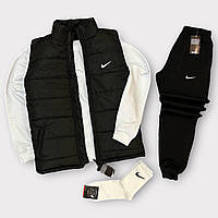 Мужской спортивный костюм Nike, стильный комплект спортивной одежды с жилеткой и носками