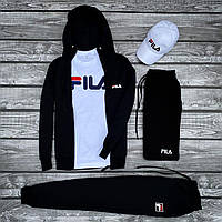 Мужской спортивный костюм Fila, Черный спортивный комплект 5в1 Fila, Спортивный комплект одежды Хит