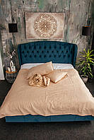 Комплект однотонного постельного белья Двуспальный из 100% турецкого премиум сатина бежевый