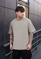 Футболка Staff gray beige oversize мужская серая оверсайз для парня стаф Shoper Футболка Staff gray beige