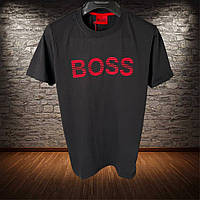 Оверсайз Футболка мужская черная с красным хуго босс HUGO BOSS Black NEW Collection 2023 Shoper Оверсайз