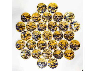 Кришка закаточна СКО 82мм (0,17) Дуаль жовто-синя (50шт в спайці) (лак/емаль) ТМ ПАННОЧКА FG