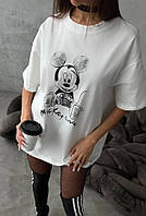 Женская футболка "MicKey", в стиле оверсайз, белая