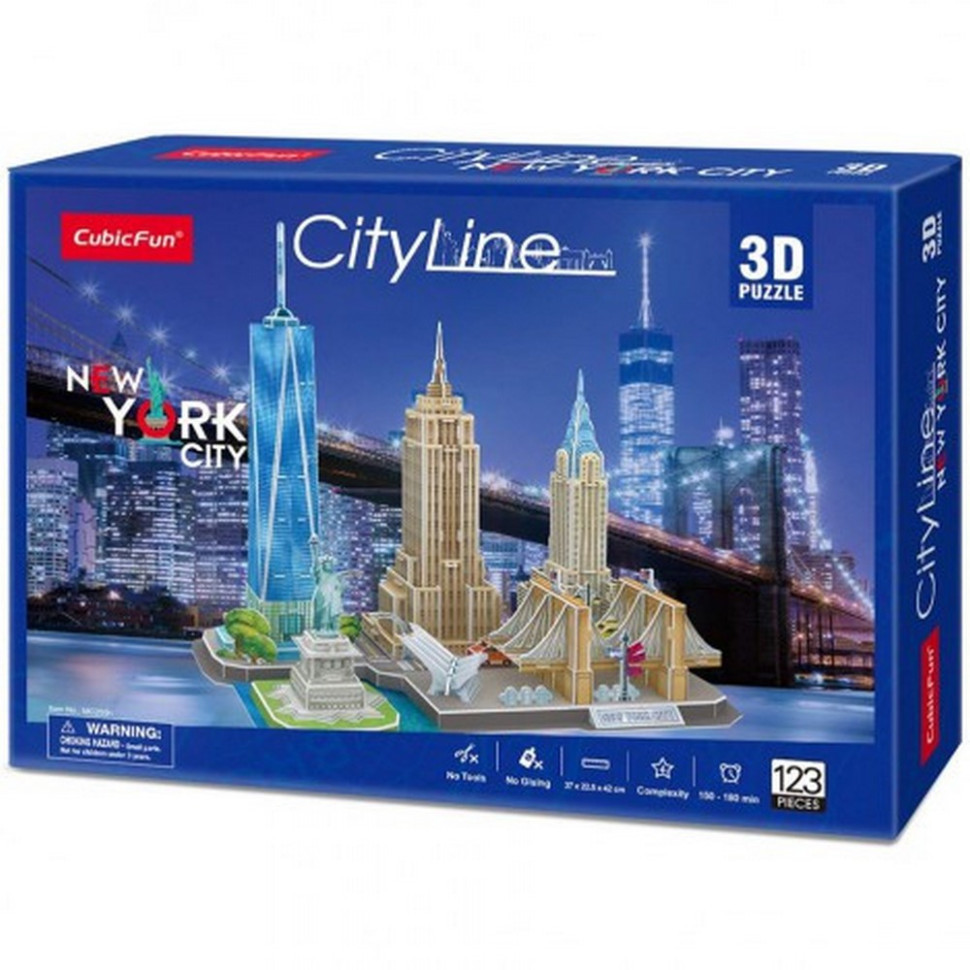 Тривимірна головоломка-конструктор "СІТІ ЛАЙН "НЬЮ-ЙОРК" Cubic Fun MC255h, Toyman