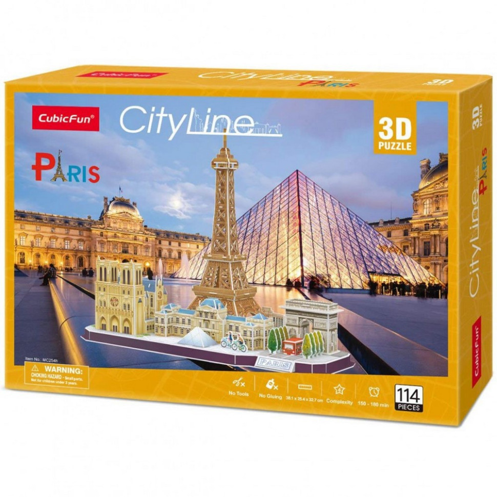 Тривимірна головоломка-конструктор "CITY LINE PARIS" Cubic Fun MC254h, Toyman