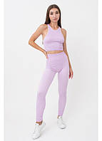 Женский спортивный костюм для фитнеса топ и леггинсы в рубчик L/XL, Фиолетовый
