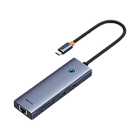 USB Hub Baseus Flite 7-Port Type-C to HDMI4K 60Hz*1+USB3.0*2+PD*1+RJ45*1+SD/TF3.0*1 Cерый