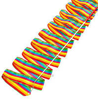 Лента гимнастическая, с палочкой и карабином (с колпачком), L=6 м, разн. цвета. радужный