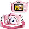 Дитячий фотоапарат XO XJ01 200 mAh із силіконовим чохлом та ремінцем, Pink, фото 3