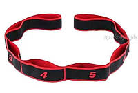 Эспандер-лента для растяжки, гимнастики, фитнеса, MS 2238-1, размер 90*4 см, разн. цвета чёрный с красным
