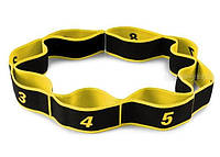 Эспандер-лента для растяжки, гимнастики, фитнеса, MS 2238-1, размер 90*4 см, разн. цвета чёрный с желтым
