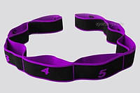Эспандер-лента для растяжки, гимнастики, фитнеса, MS 2238-1, размер 90*4 см, разн. цвета чёрный с фиолетовым