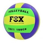 М'яч волейбольний FOX Soft Touch, склеєний, PU, мікрофібра, різн. кольори синій із зеленим і жовтим