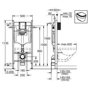 Інсталяція Rapid SL з кнопкою Skate Cosmopolitan і кріпленням (UA388400KF0) Grohe Art. UA388400KF0, фото 3