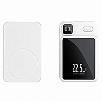 Павербанк для iPhone 10 000 mAh, MagSafe, 22,5Вт , магнитное крепление, быстрая зарядка, емкость акб на экране Белый