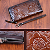 Жіночий шкіряний клатч гаманець стильний і модний  Клатч-гаманець із натуральної шкіри Синій, фото 5