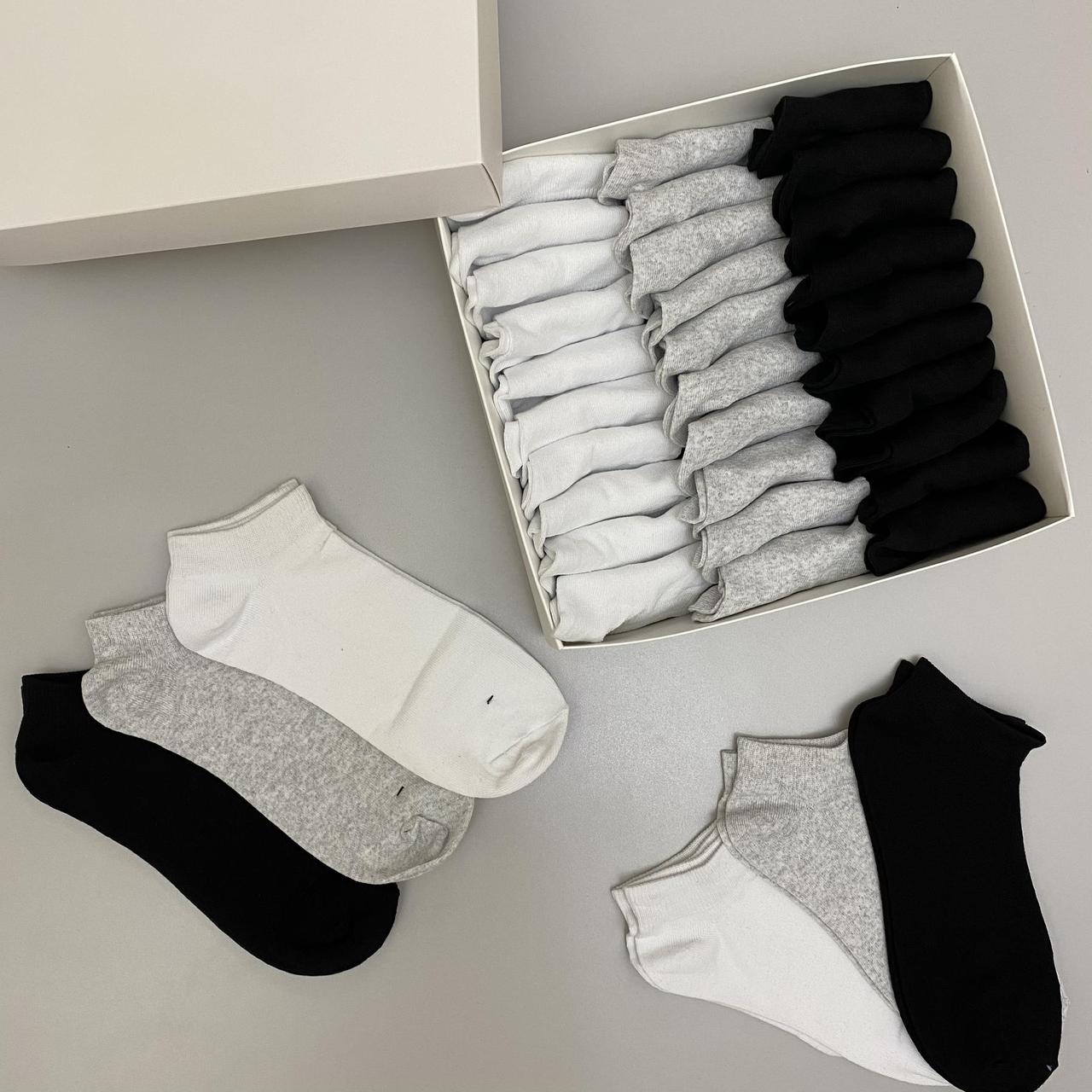 Шкарпетки базові носки чоловічі та жіночі унісекс чорні білі сірі низькі Shoper