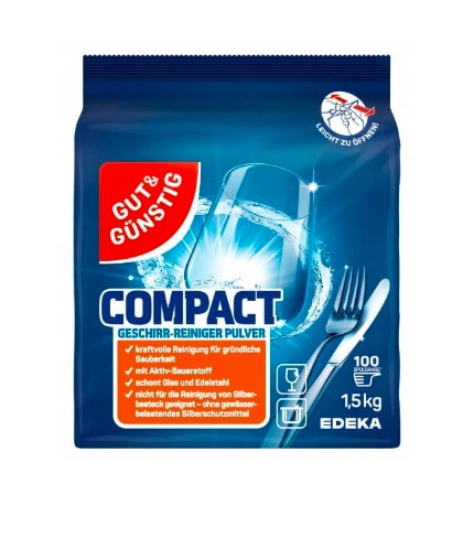 Порошок для посудомийної машини Gut&Gunstig Edeka 1,5 kg 100 циклів Німеччина, фото 1