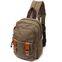 Сумка-рюкзак в стиле милитари с двумя отделениями из плотного текстиля Vintage 22163 Оливковый Shoper